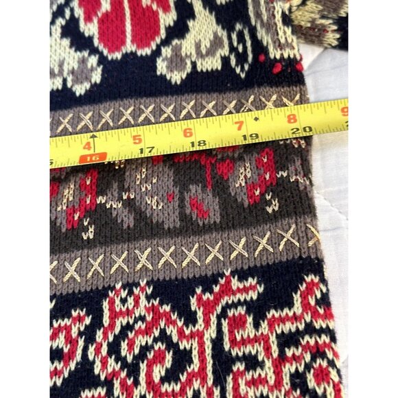 Christopher Banks Red Black Hand Embroidered Cardigan Sweater Christmas Teacher - Picture 8 of 8